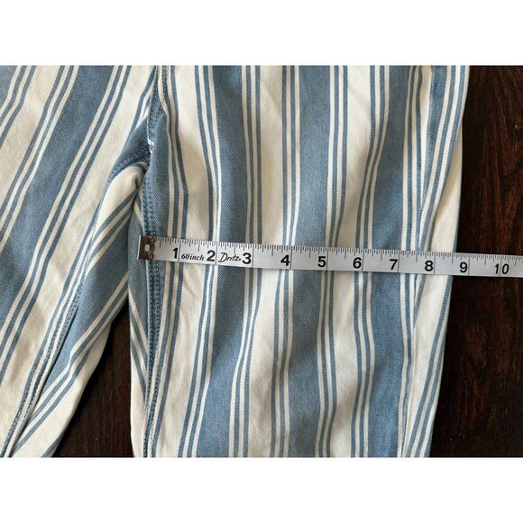 American Eagle Blue and White Pinstriped Mom Jeans Size 00 - Picture 6 of 12